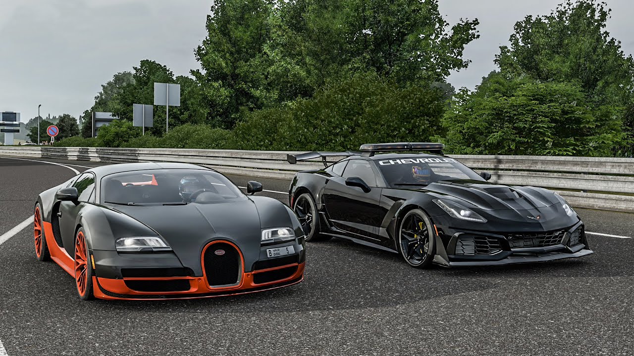 Forza 7 Drag race: Bugatti Veyron SS vs Hennessey Corvette ZR1 1000 HP