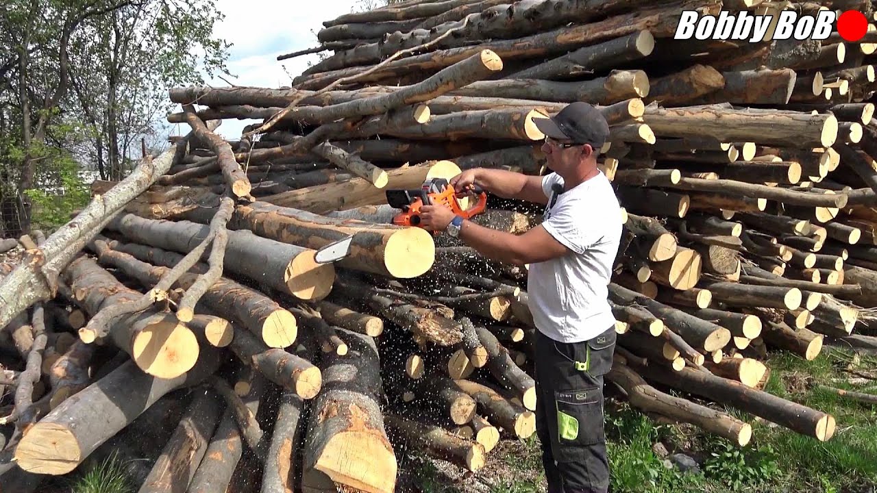 Taieri la mesteacan, carpen, brad, fag cu drujba pe baterie Ruris RM3545e / battery chainsaw TEST