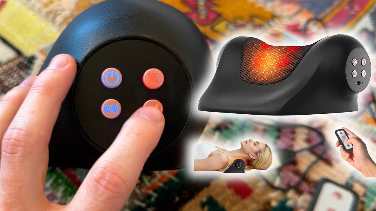 Neck Massager with Heat, Red Light & Vibration | Cervical Traction Pain Relief Device