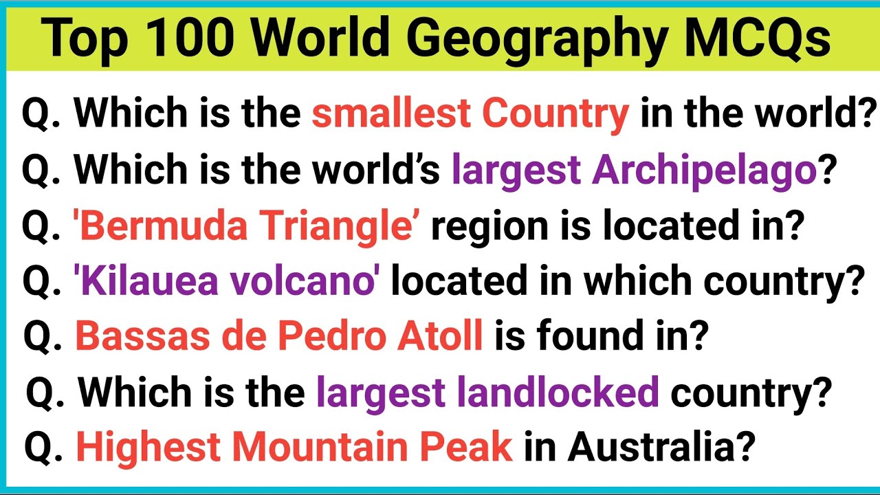 Top 100 Geography MCQs | Geography GK Questions and Answers | World Geography GK Quiz