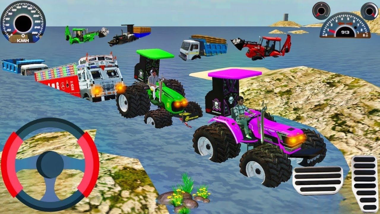 Indian truck stuck in mud 2 tractor rescue the truck#simulationgame #gamingvideo 