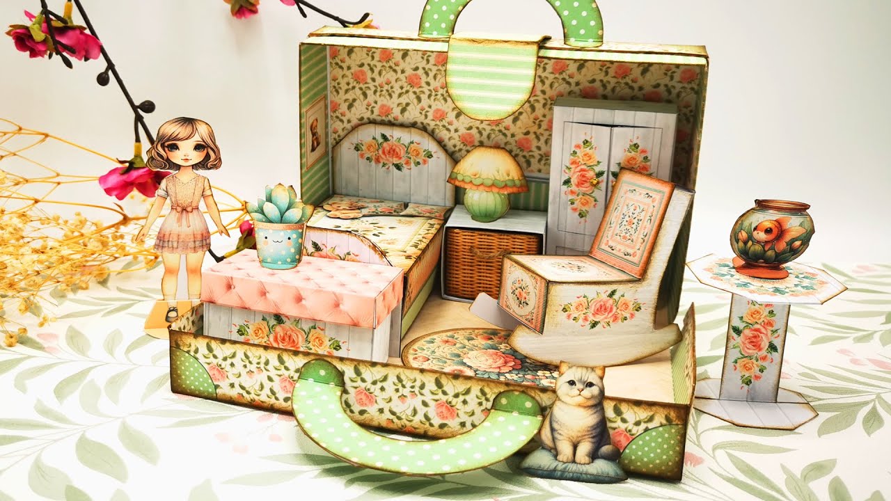 Dollhouse Suitcase Papercraft Printable Tutorial