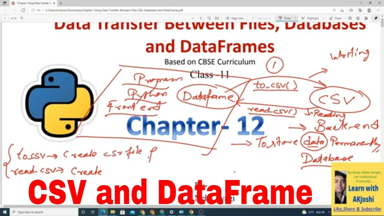 Data Transfer between DataFrame and CSV File | read/write csv file to/from Dataframe Python Pandas