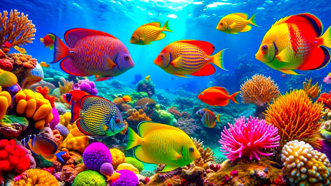 Whispering Blue Serenity – 4K Aquarium with Coral Reef and Relaxing Sounds #3