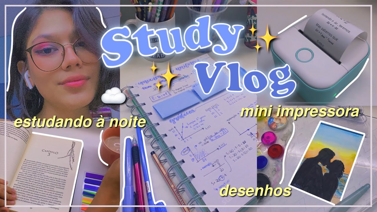 study vlog 📖💭 - uma noite de estudos, desenho, exercícios e leitura 🦢🦋 ft. Phomemo 🍄