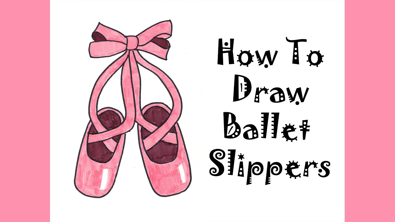 How To Draw Ballet Slippers For Kids Step by Step Tutorial. Easy. Guided Ballet Shoes Drawing