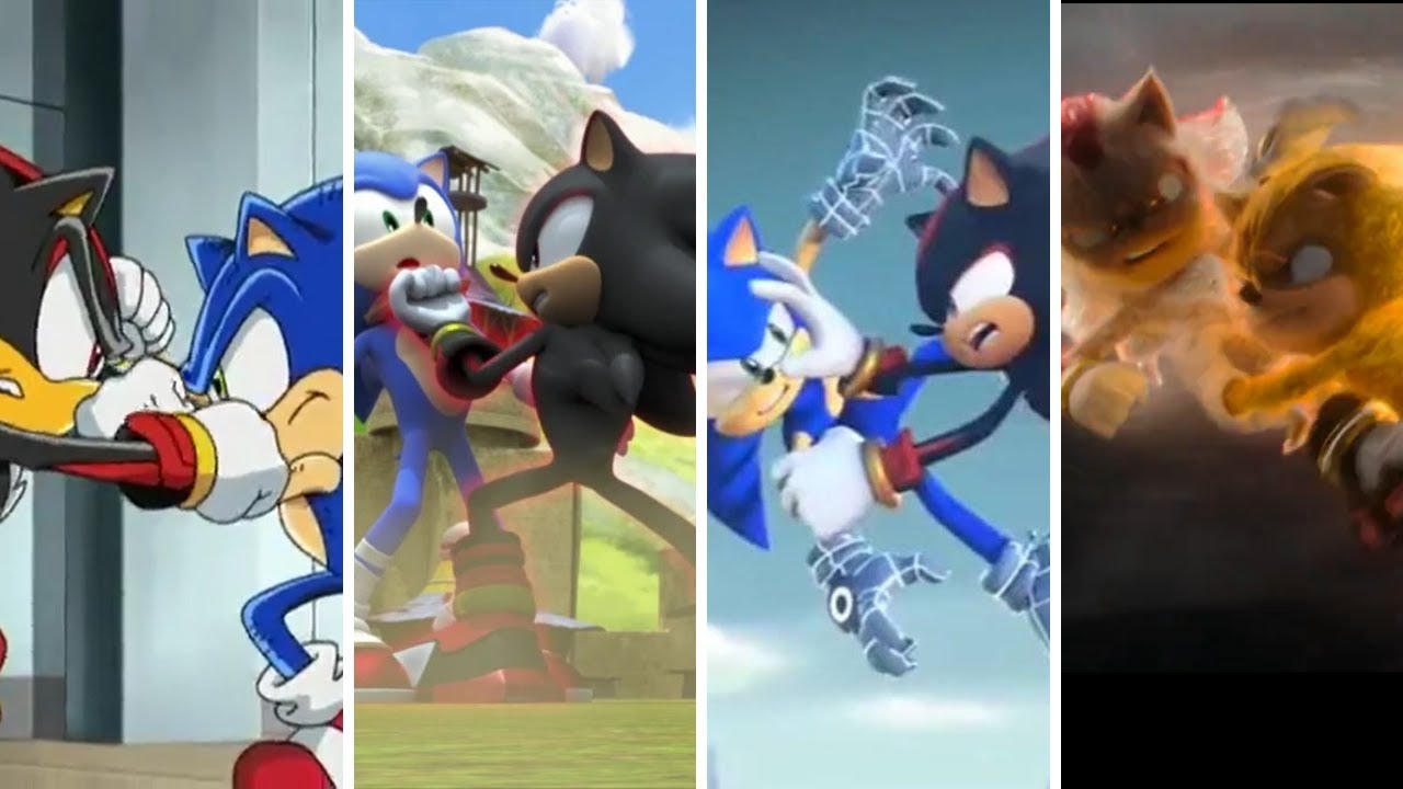 All Sonic VS Shadow Battles in Sonic TV Series & Movies!