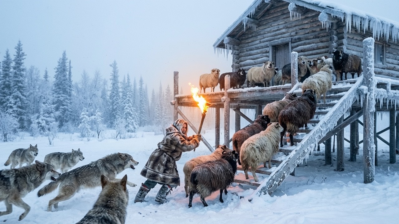80 Year-Old Grandmother vs 1000 Wolves to Save Her Snow Sheep at Survival at -77°C in Mountains