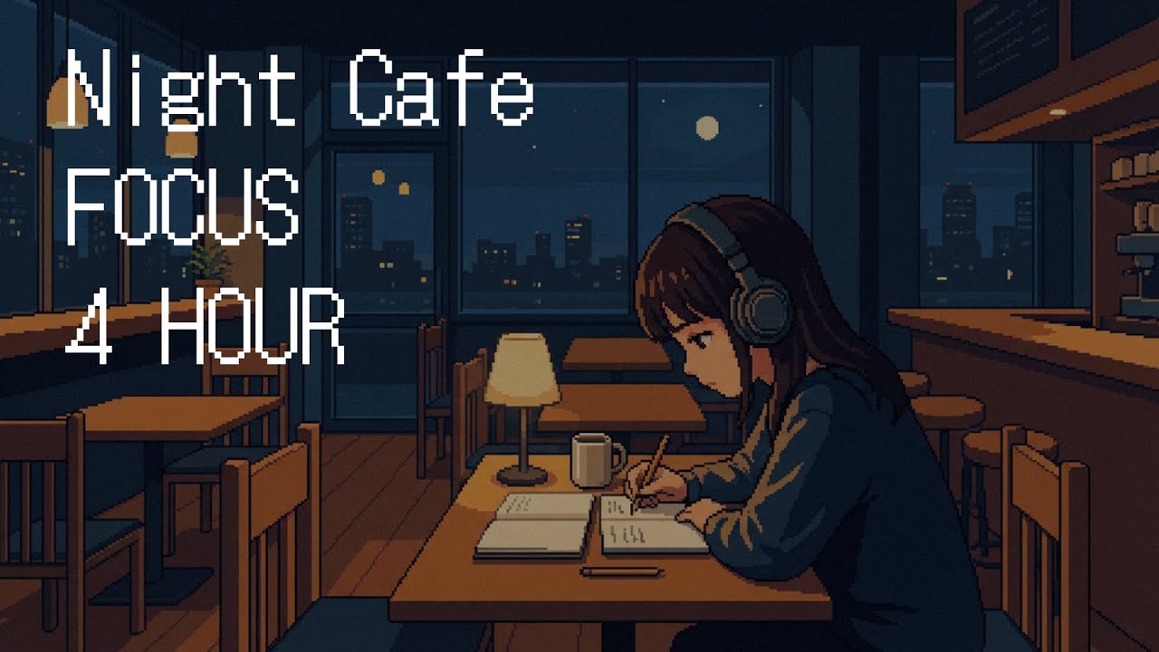 【作業用BGM】4時間｜深夜カフェ｜ビート控えめ・音量一定
