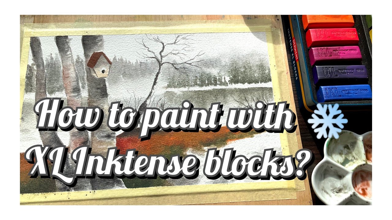 Derwent XL Inktense blocks ❄️ demo & winter landscape 🌨️