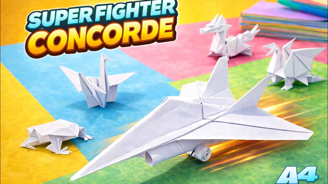 Super Fighter Concorde Paper Airplane ✈️ Fastest Origami Jet Ever | A4 Wonders