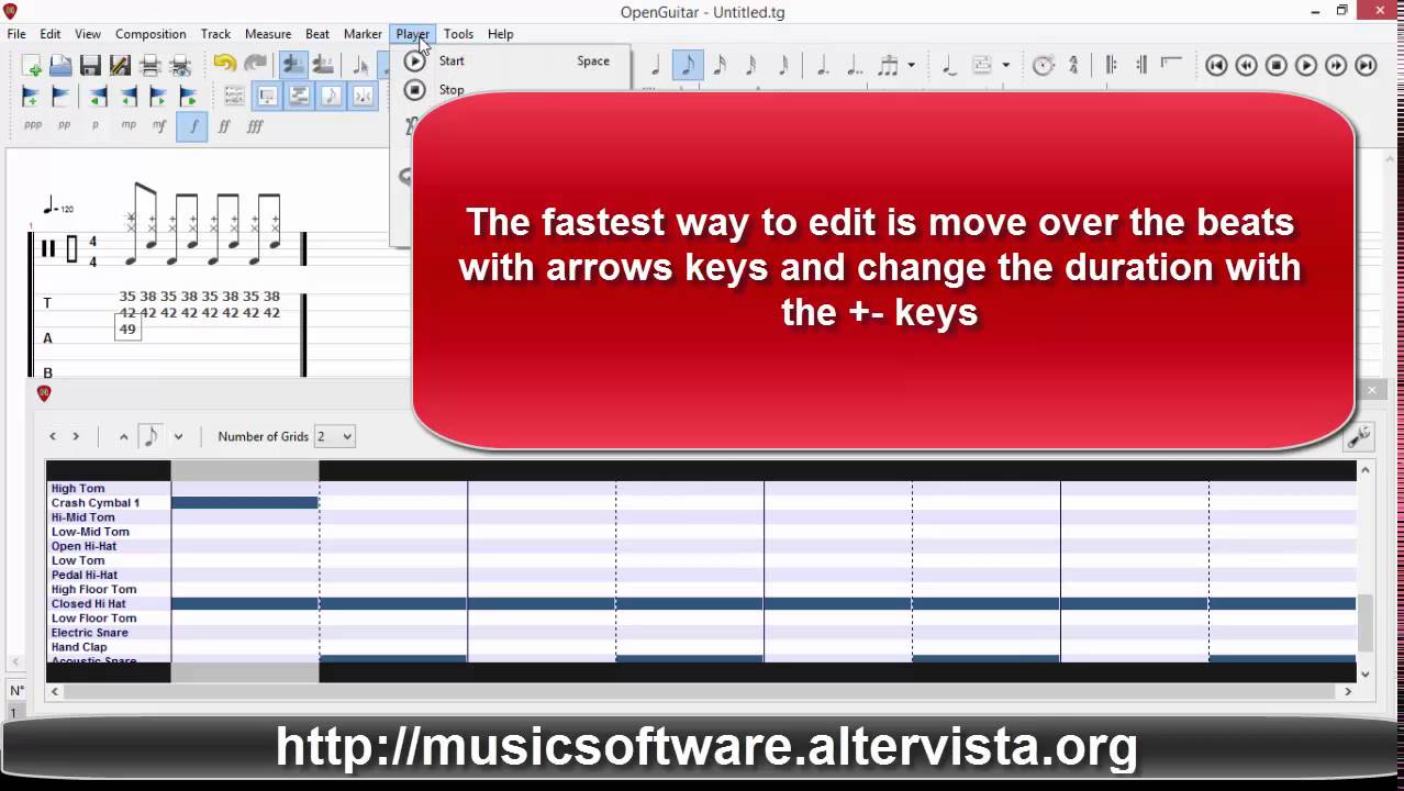 Programming Drum on tuxguitar 1.3 . An easy tip