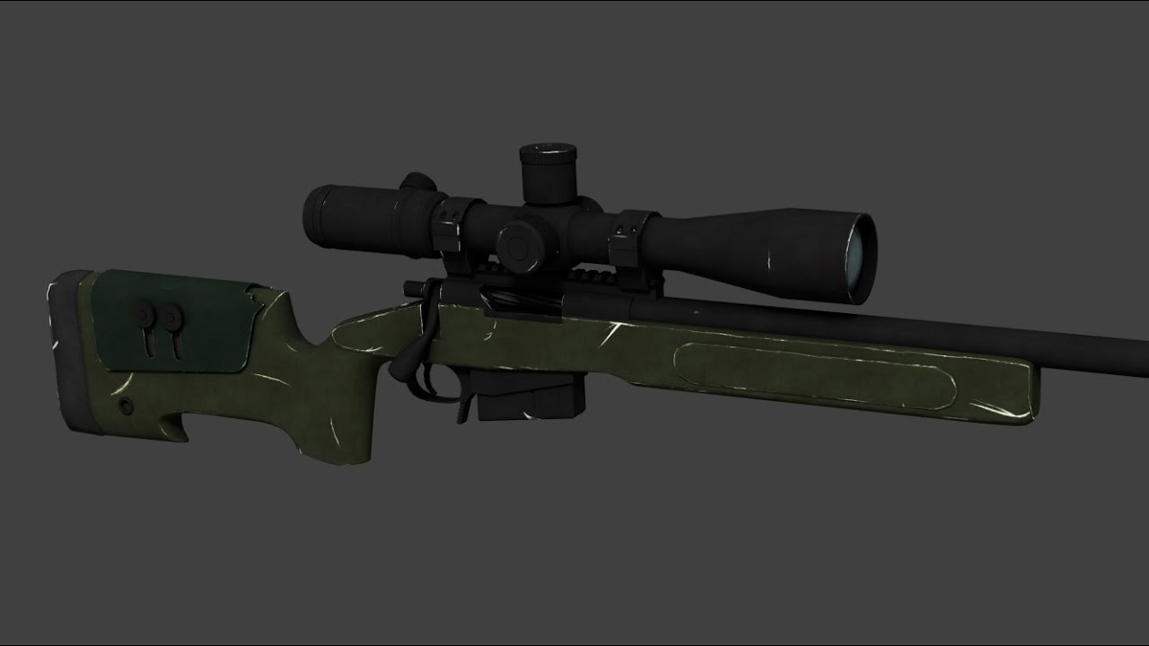 m4oa5 Sniper Rifle Speed Modeling - Blender 3D