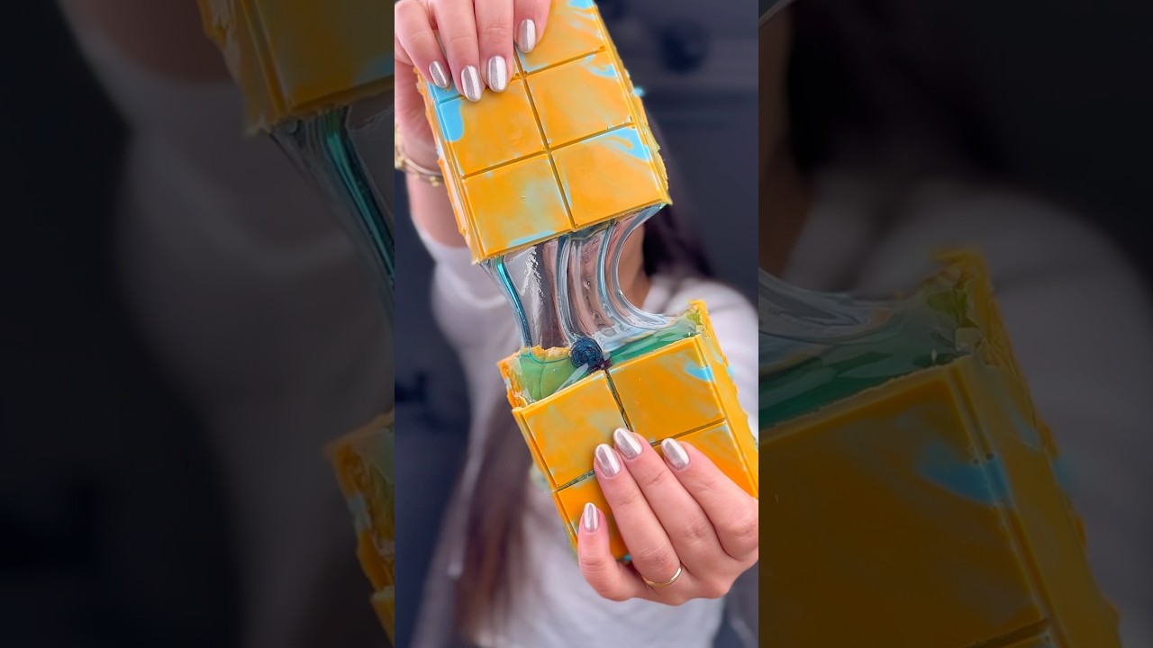 Blueberry glossy candy chocolate , so stretchy! 🫐 #asmr #candy #diy