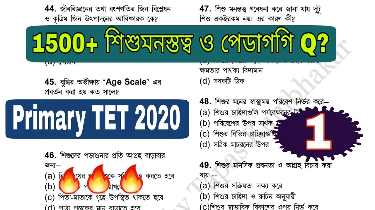 Primary tet exam preparation || wb primary tet 2020 cdp practice set || primary tet cdp question