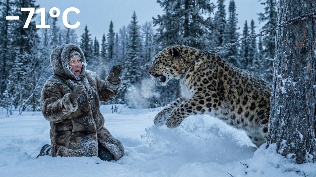 A 90-year-old woman rescued a Siberian leopard chained to a tree in of -71°C. The outcome was..