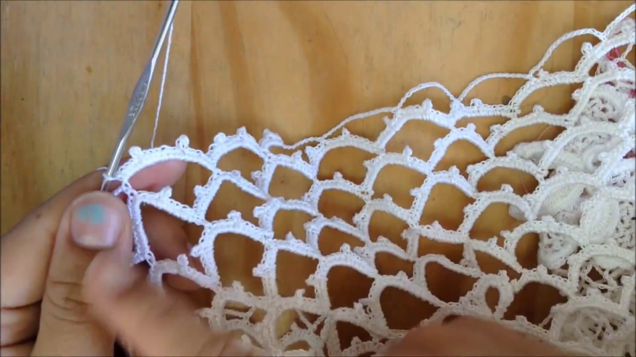 Vestido en crochet irlandés: red tradicional para la falda- Tejido Circulos