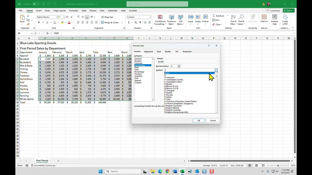 Excel 1-4 Independent Project
