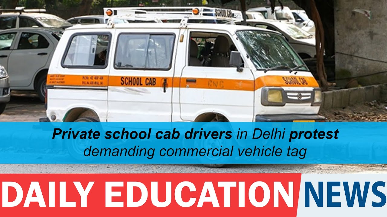 Private school cab drivers in Delhi protest demanding commercial vehicle tag