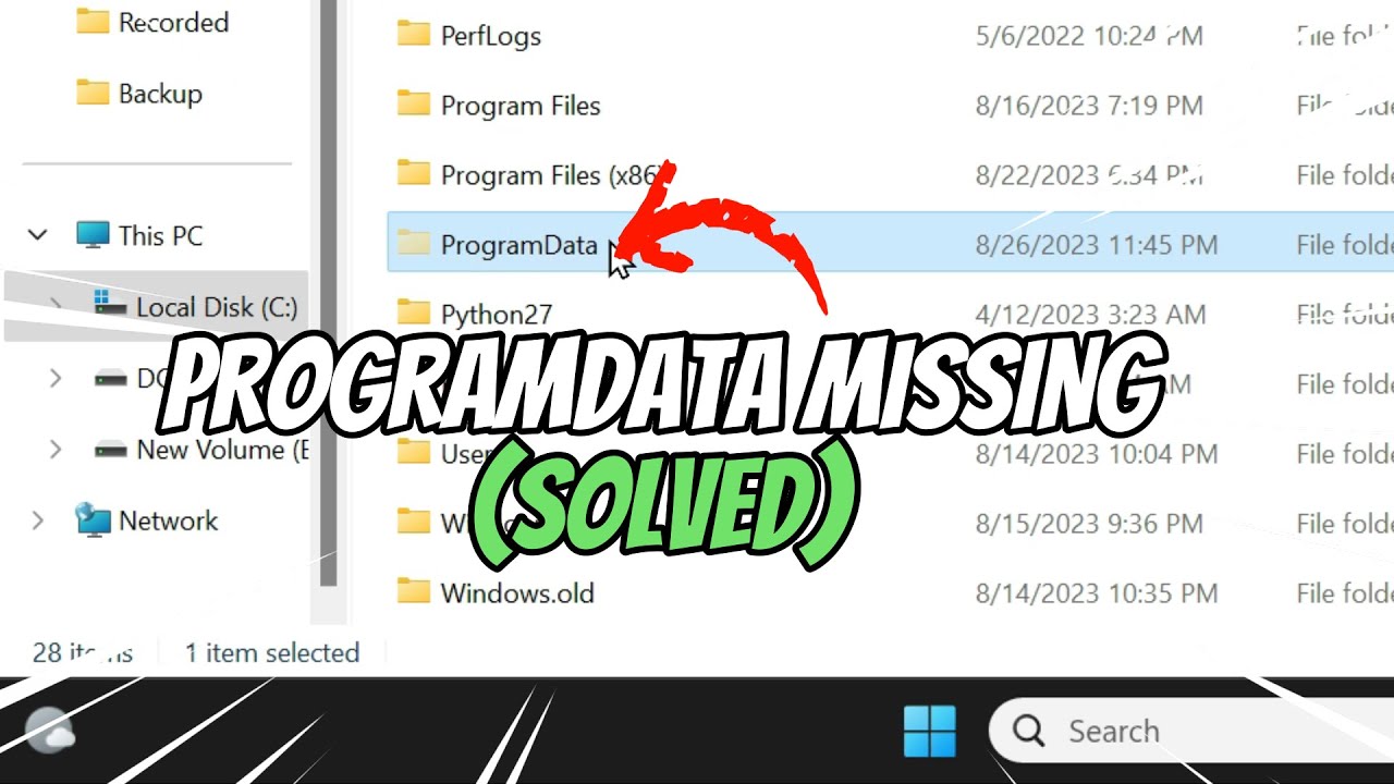 ProgramData Folder Missing, Not Found in Windows (SOLVED)