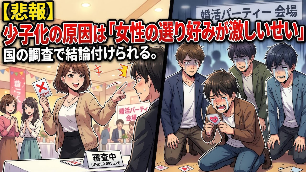 【悲報】少子化の原因は「女性の選り好みが激しいせい」と国の調査で結論付けられる。