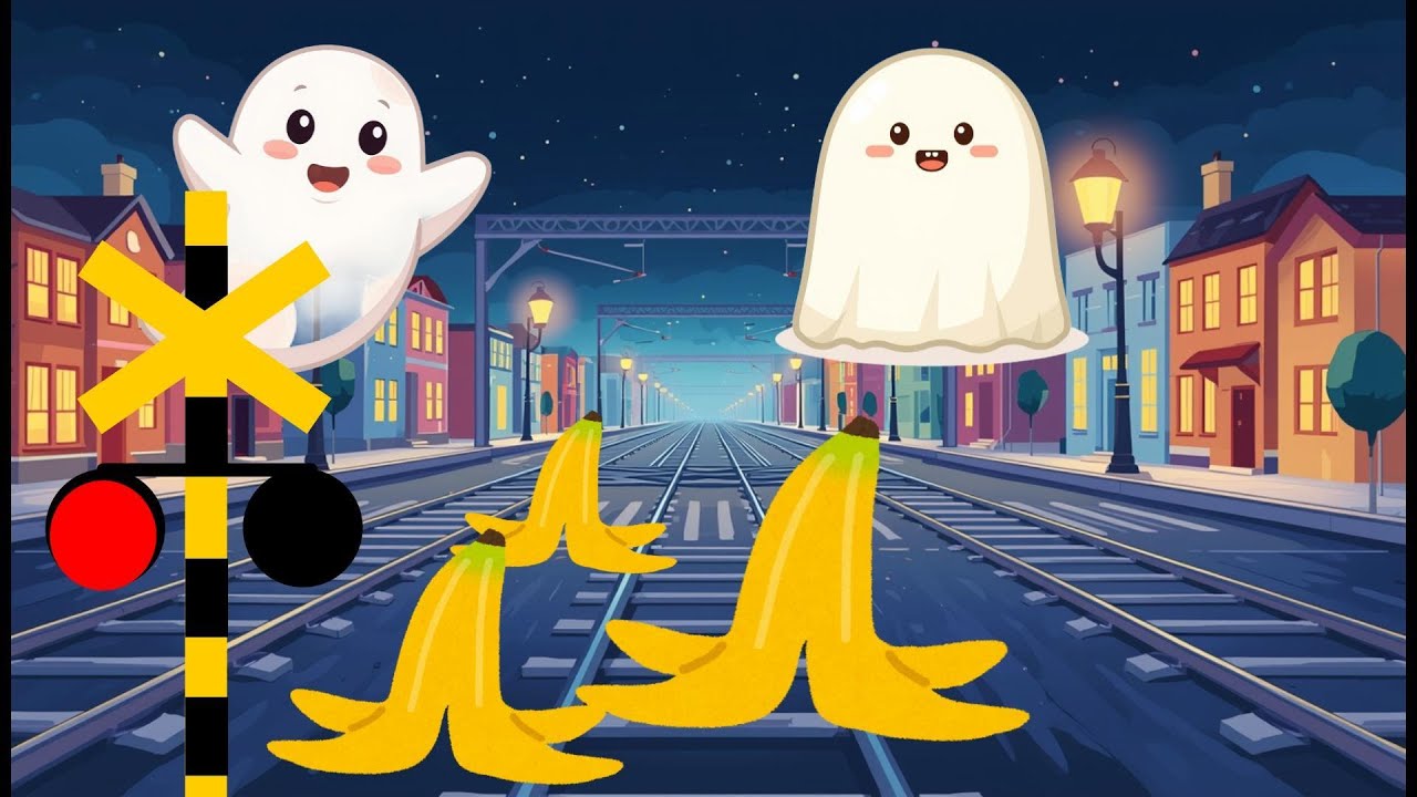 Hilarious Ghost Prank - Train Slips on Banana Peels!