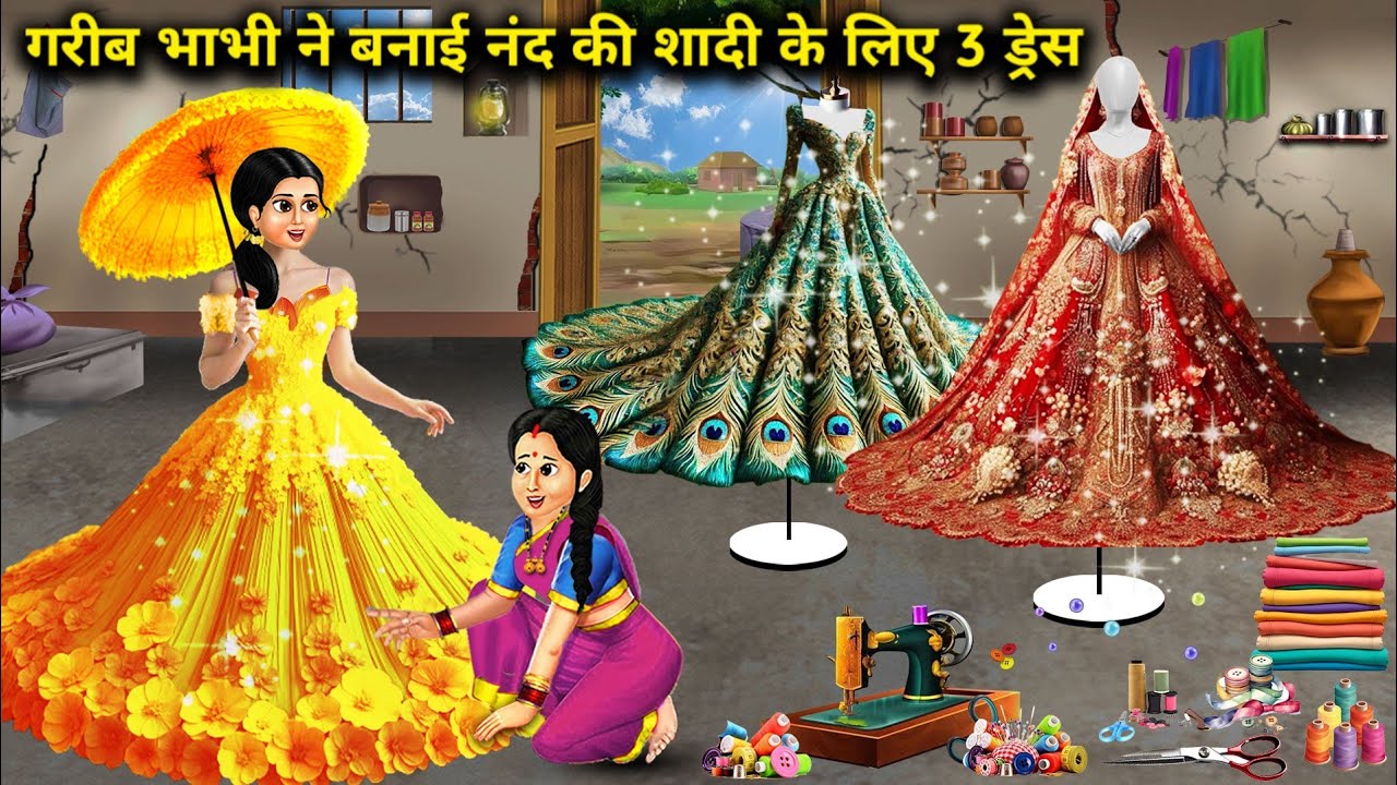 गरीब भाभी ने बनाई नंद की शादी के लिए 3 ड्रेस||Cartoon Videos|| poor sister in law made dress for her