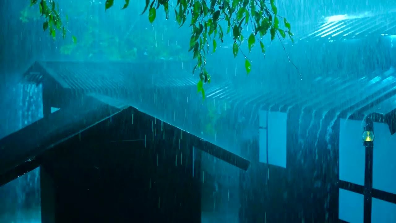 Fall Asleep in 3 Minutes 🌧️ Heavy Rain and Thunder on Tin Roof for Deep Sleep and Stress Relief