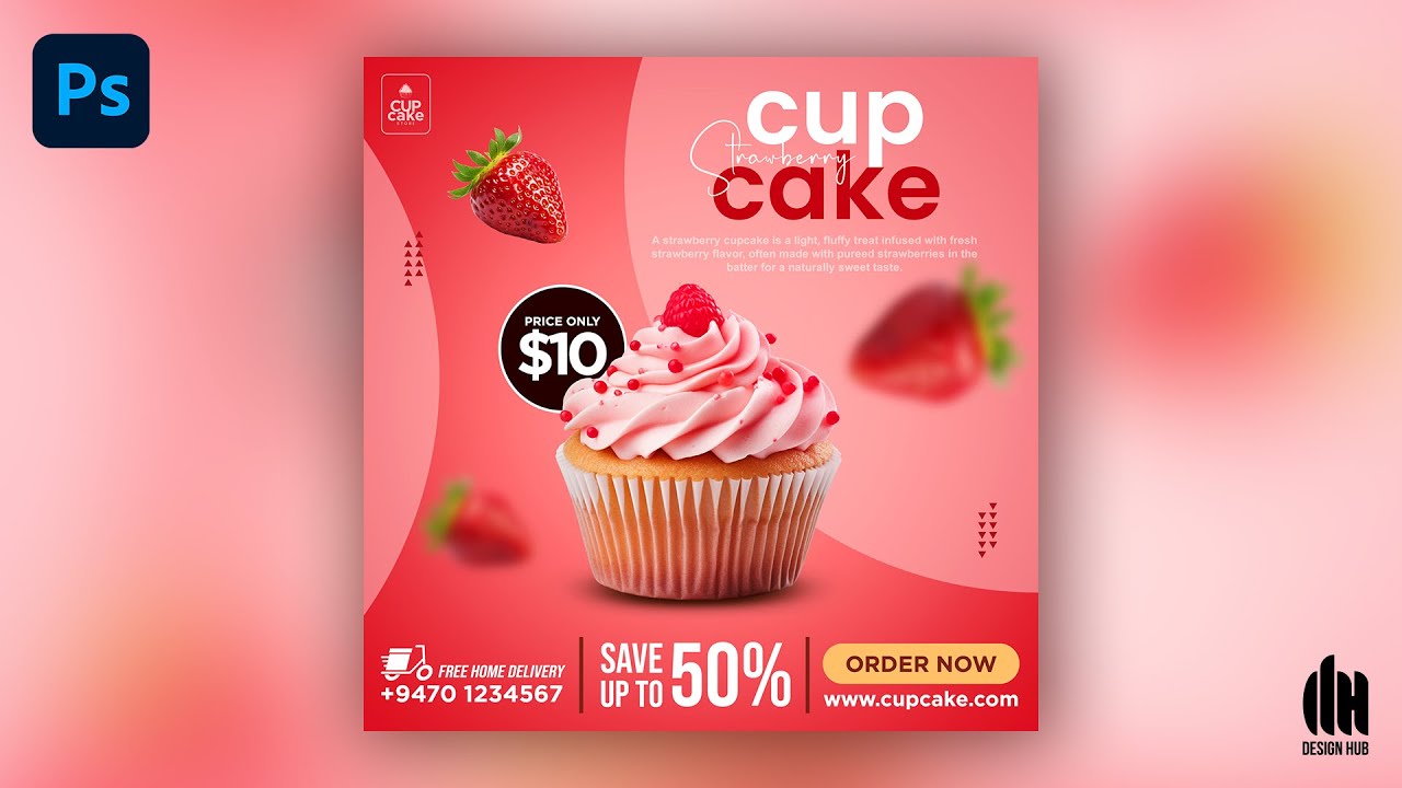 Cup Cake Flyer Design In Photoshop