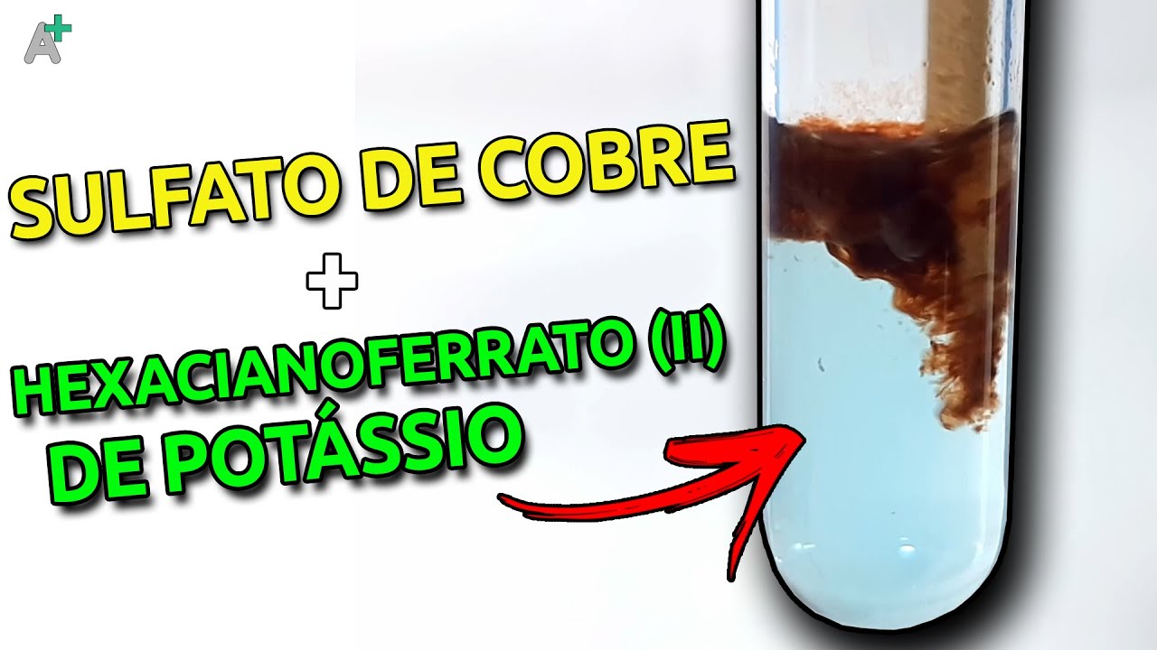 Reação entre SULFATO DE COBRE e HEXACIANOFERRATO (II) de POTÁSSIO. CuSO4+K4[Fe(CN)6]