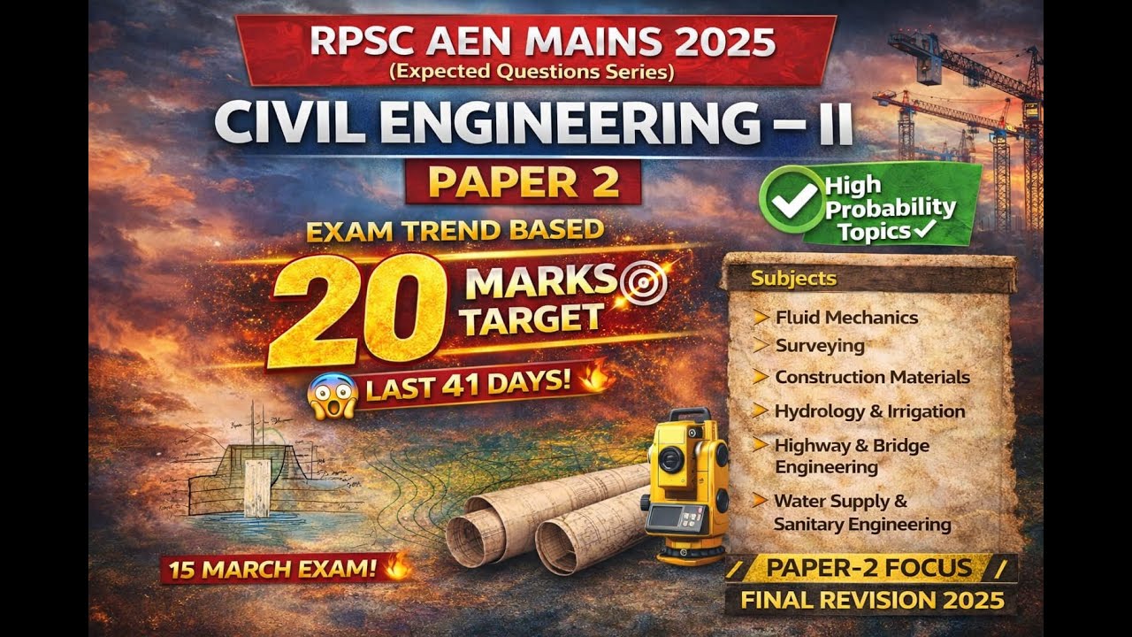 RPSC AEN Mains 2025 🔥 Civil Engineering-II | High Probability 20 Marks Topics 🎯 | Final Strategy 💯 |