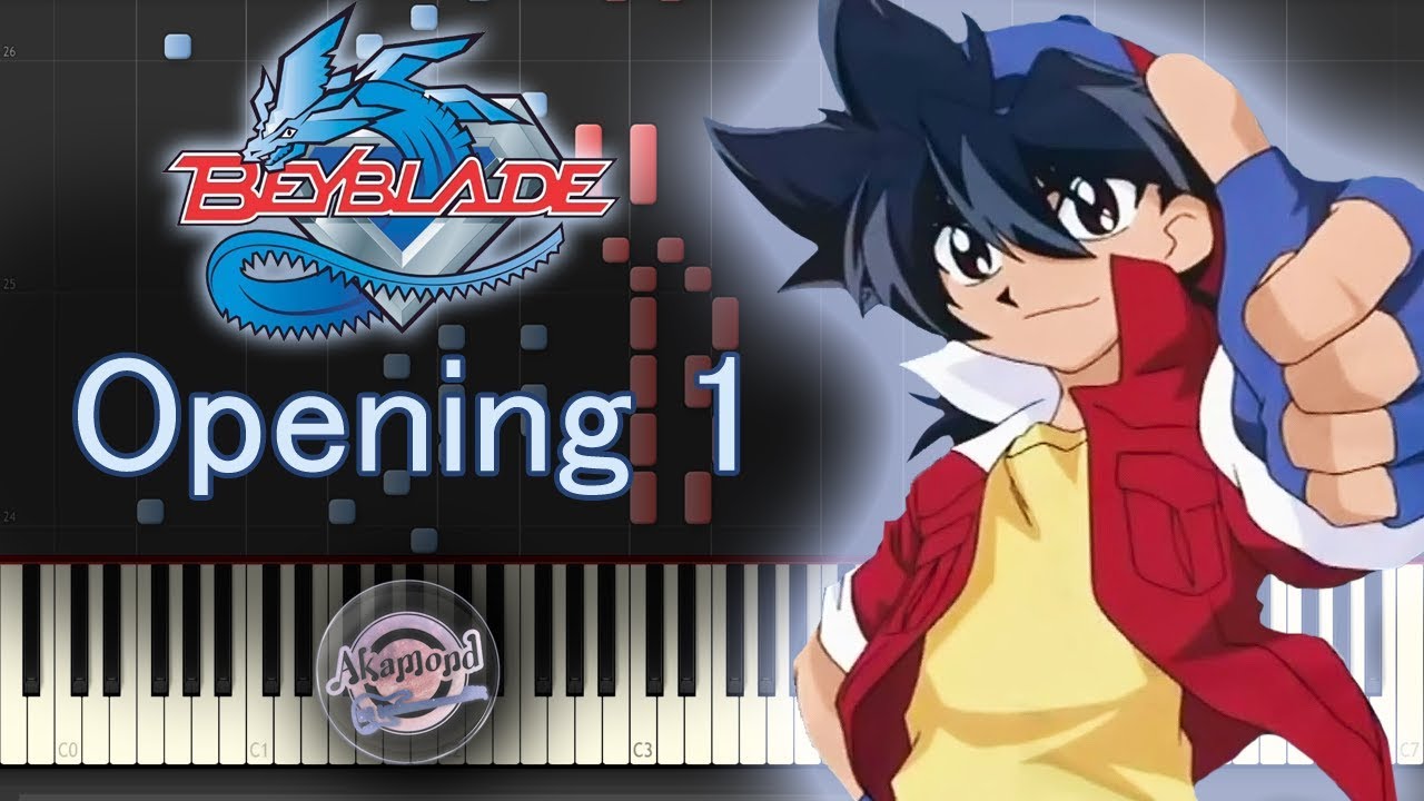 Beyblade Opening - Fighting Spirits Song For Beyblade - Synthesia Piano Tutorial