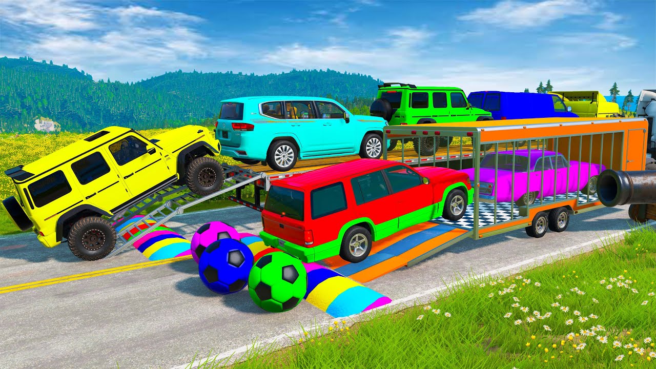 Flatbed Truck BeamNG Happy Crash | Transportation with Truck - Pothole vs Car #7 - BeamNG.Drive