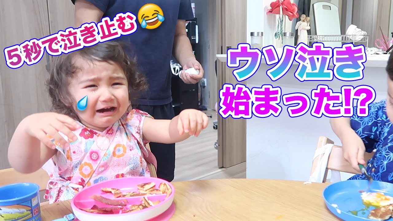 嘘泣きが始まった!?｜バイリンガル２才児の１日に密着｜英語で子育て｜英語リスニング｜TOEICリスニング｜ネイティブが使う日常英会話｜オンライン英会話