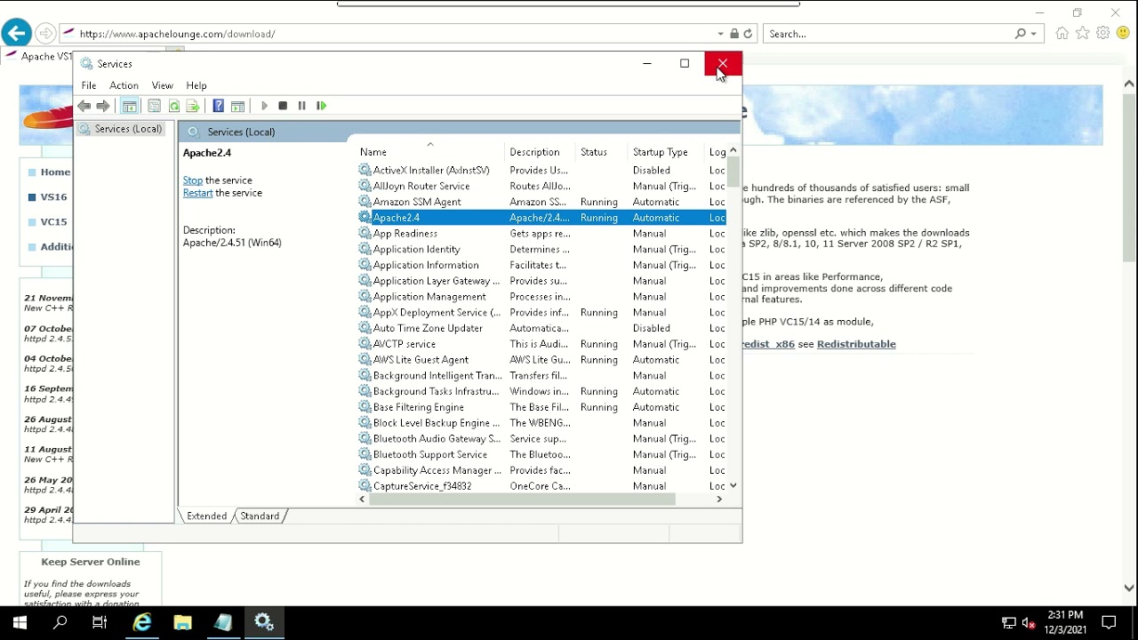 Install Apache Lounge (Web Server) Windows Server 2019