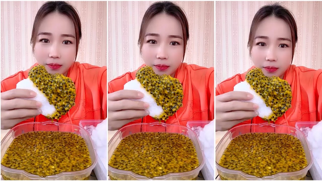 ASMR ICE EATING with PASSION FRUIT