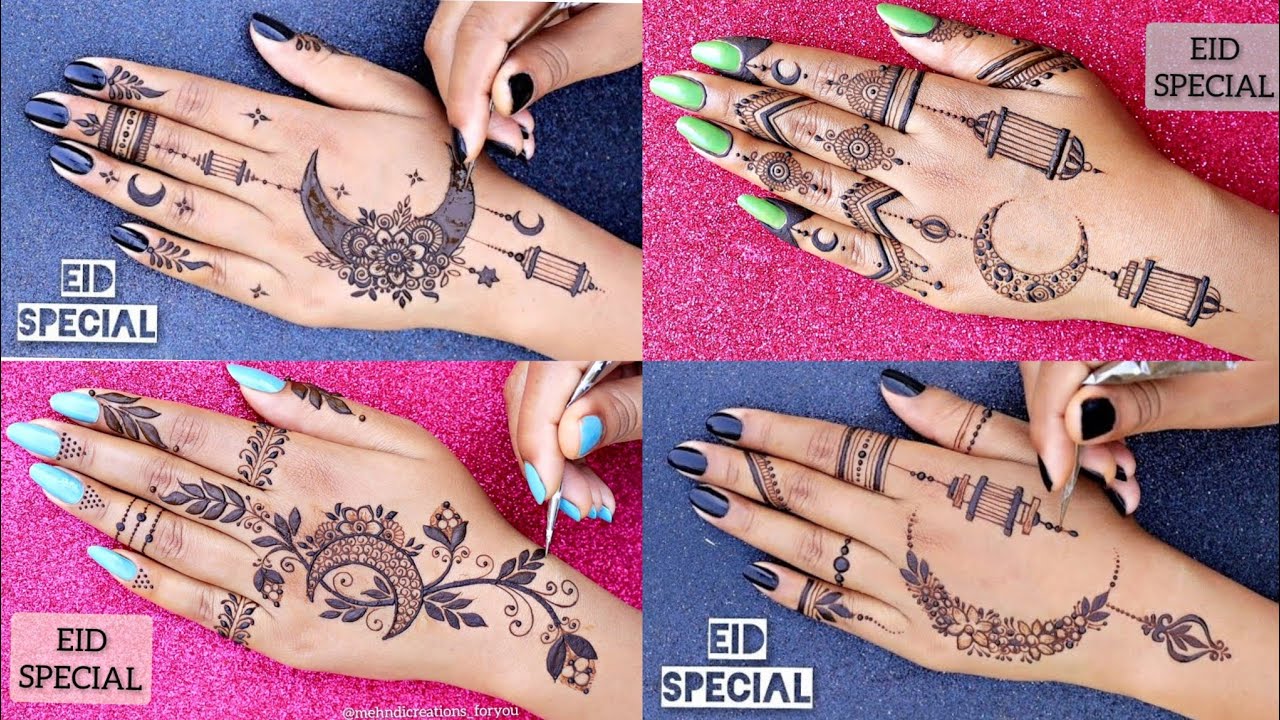 Top-4 ramazan 2023 eid special mehndi design || Chand mehndi for eid || mehndi creations