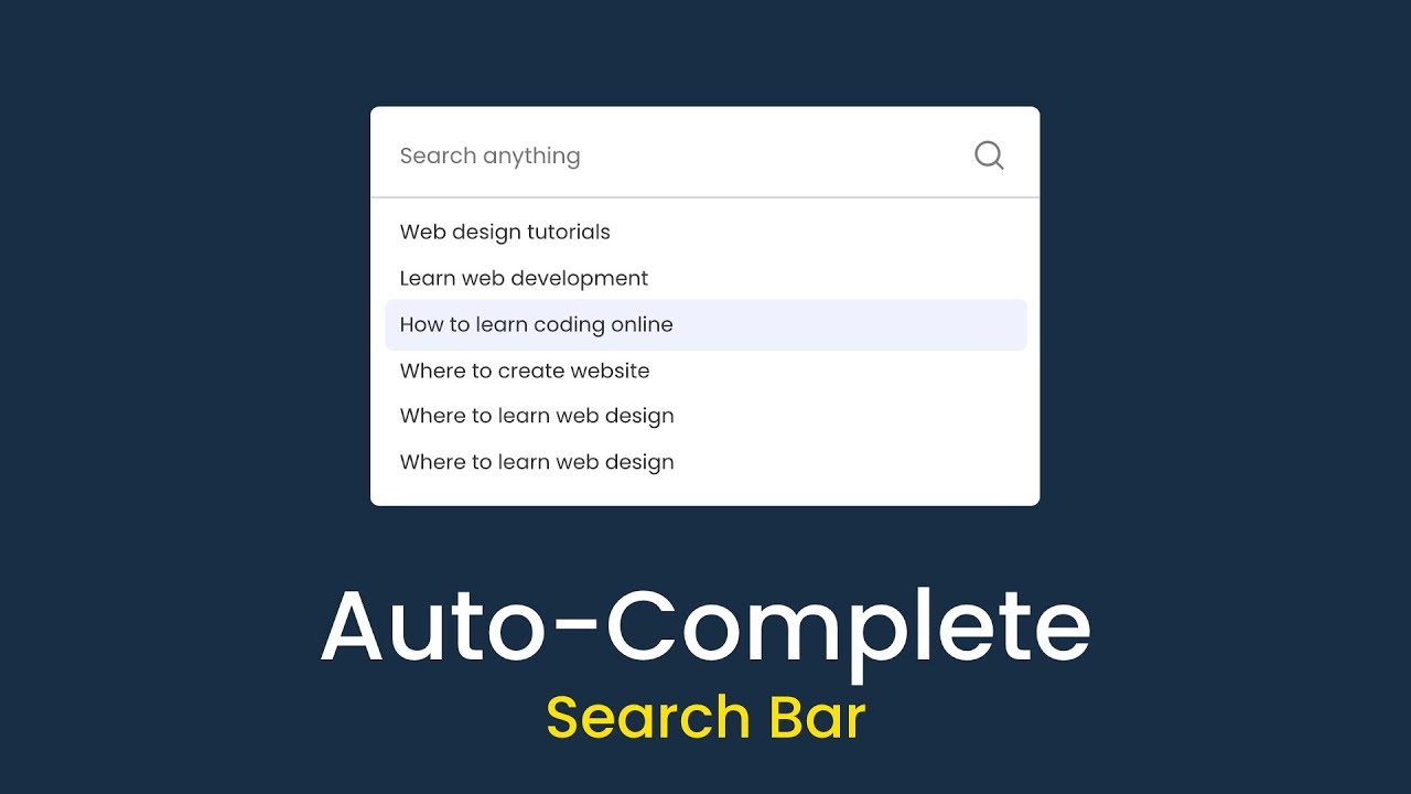 Как создать поле автозаполнения поиска для веб-сайта с помощью HTML, CSS и JavaScript