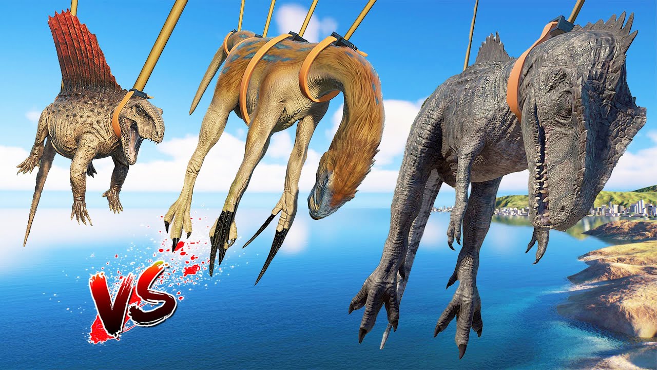 (🦖Jurassic World Evolution 2)Dominion Giganotosaurus,Therizinosaurus,Dimetrodon Dinosaurs Fight