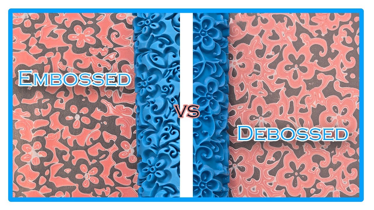 Embossed vs Debossed using Swirly Flowers Deep Impression Texture Roller