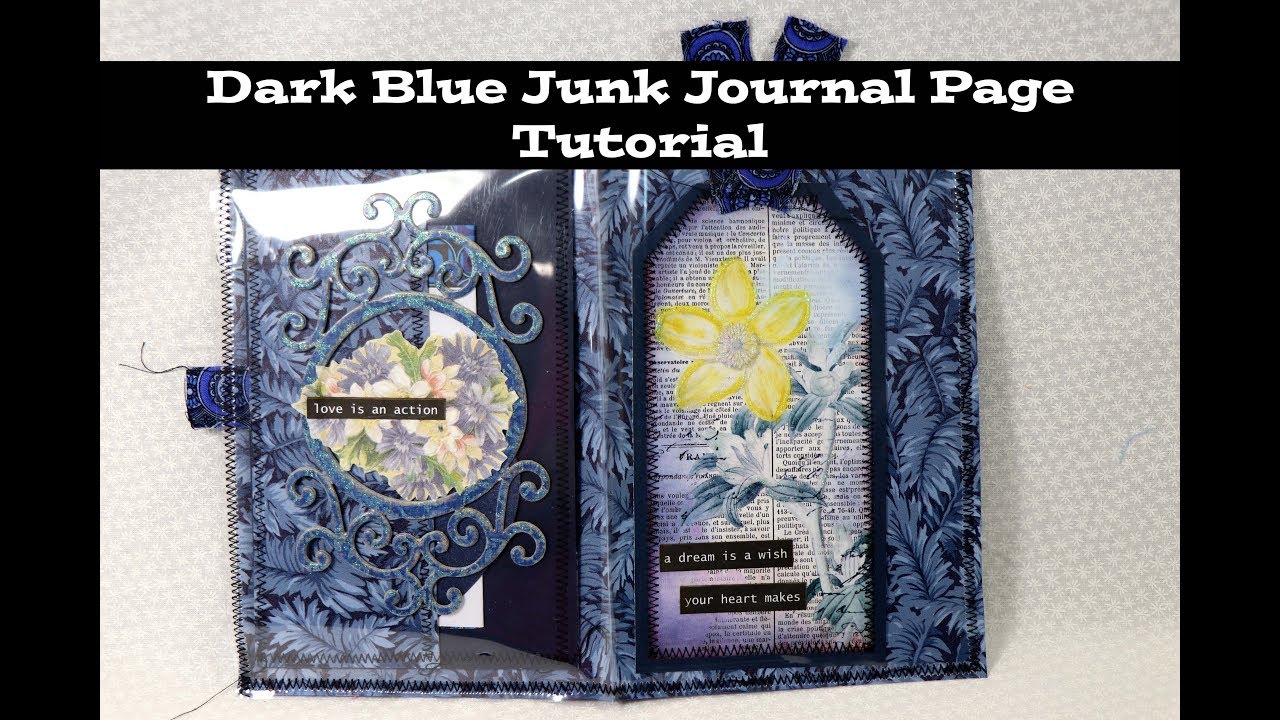 Dark Blue Junk Journal Page Tutorial for Rainbow Journal