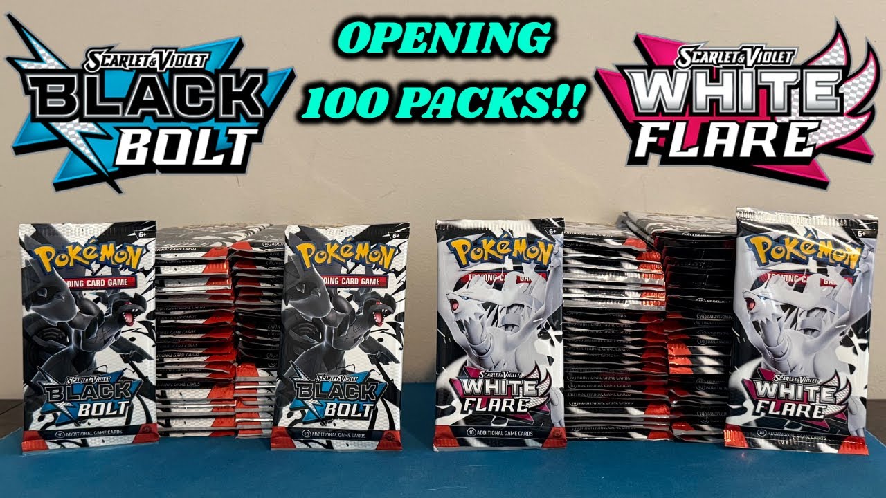 I opened 100 PACKS of BLACK BOLT & WHITE FLARE to try and COMPLETE THESE SETS! (pokemon card opening