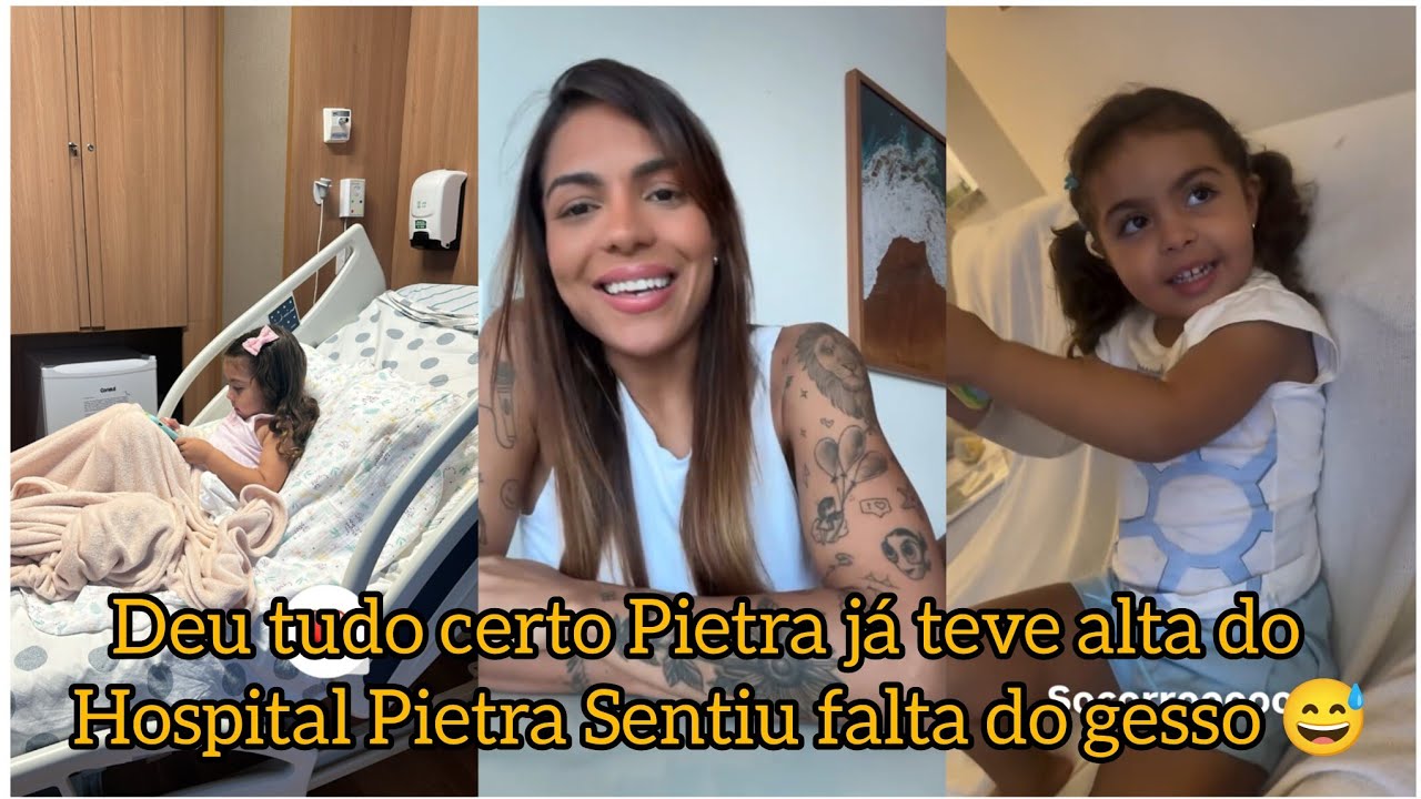 Deu tudo certo, Pietra já teve alta do hospital Pietra sentiu falta do gesso 😅