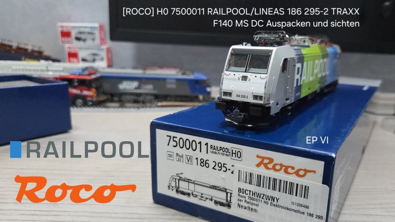 [ROCO] H0 7500011 RAILPOOL/LINEAS 186 295-2 TRAXX F140 MS, EP VI DC Auspacken und sichten