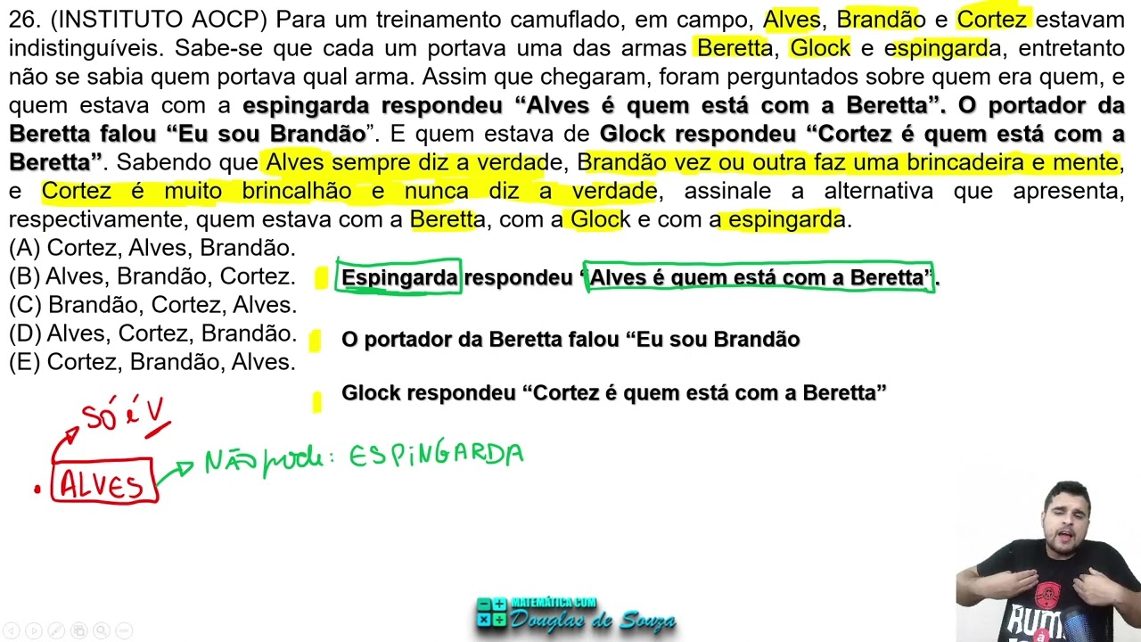 QUESTÃO 26 DA PROVA DA PMPE 2024 - BANCA INSTITUTO AOCP | RACIOCÍNIO LÓGICO