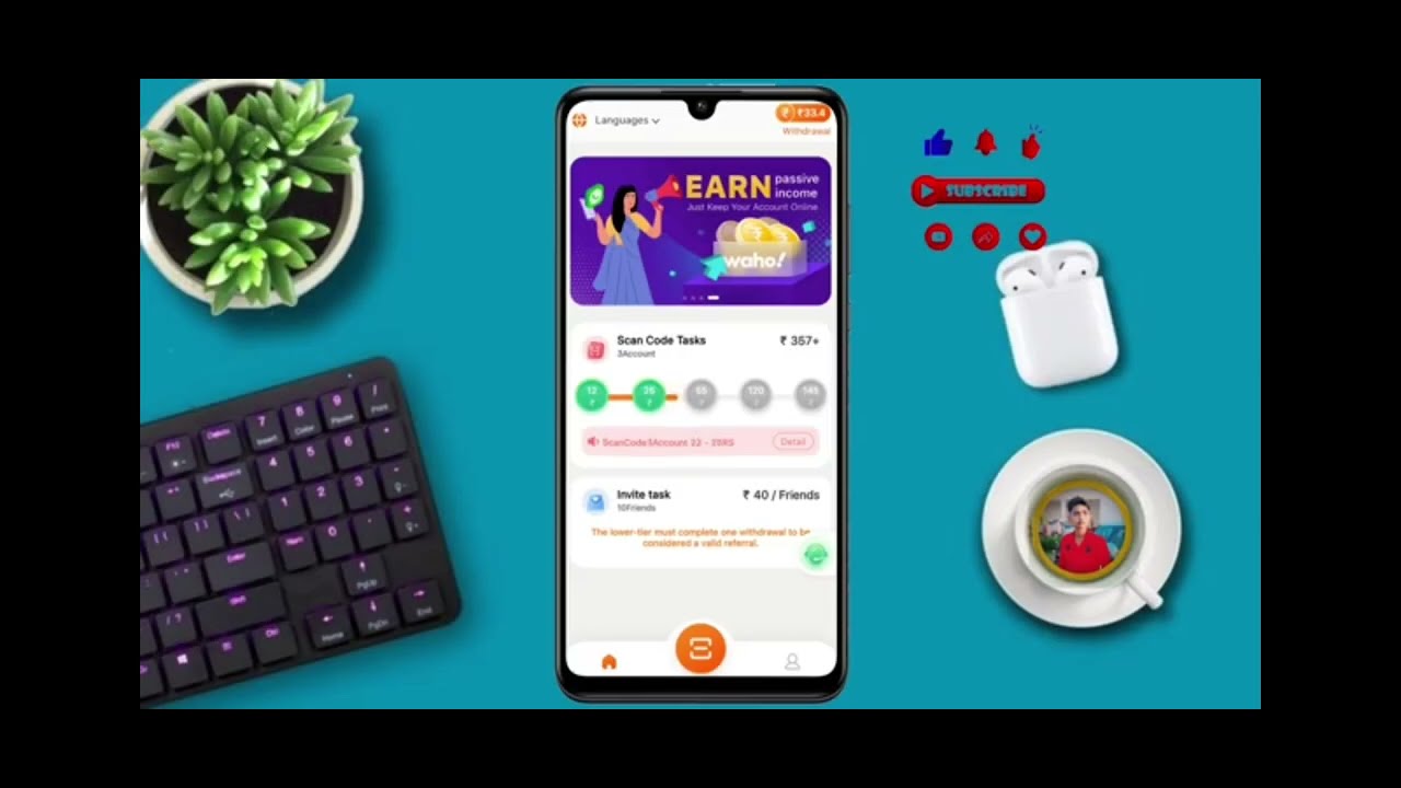 wahoo app mai scan task Earn upto 250 daily #wahoo
