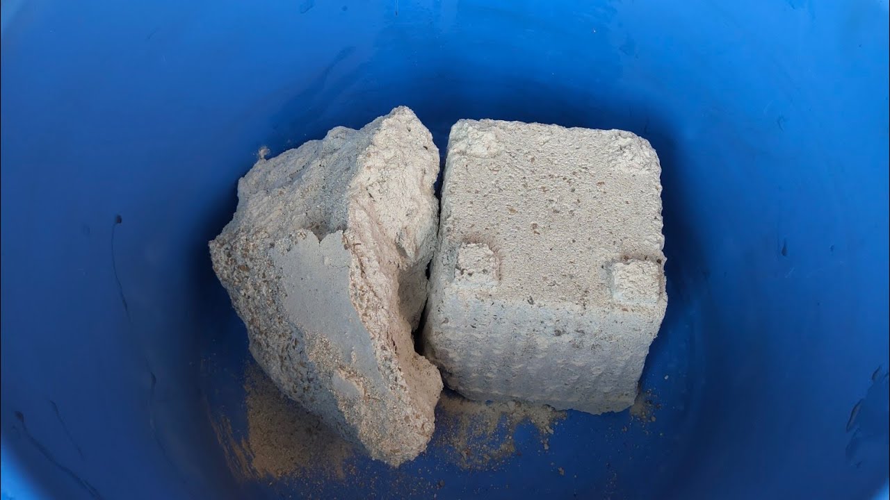 White cement with yellow concrete dry and water 💦 crumbling by SA ASMR