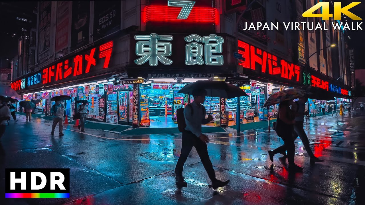 Japan Rainy Night Walk in Shinjuku, Tokyo • 4K HDR
