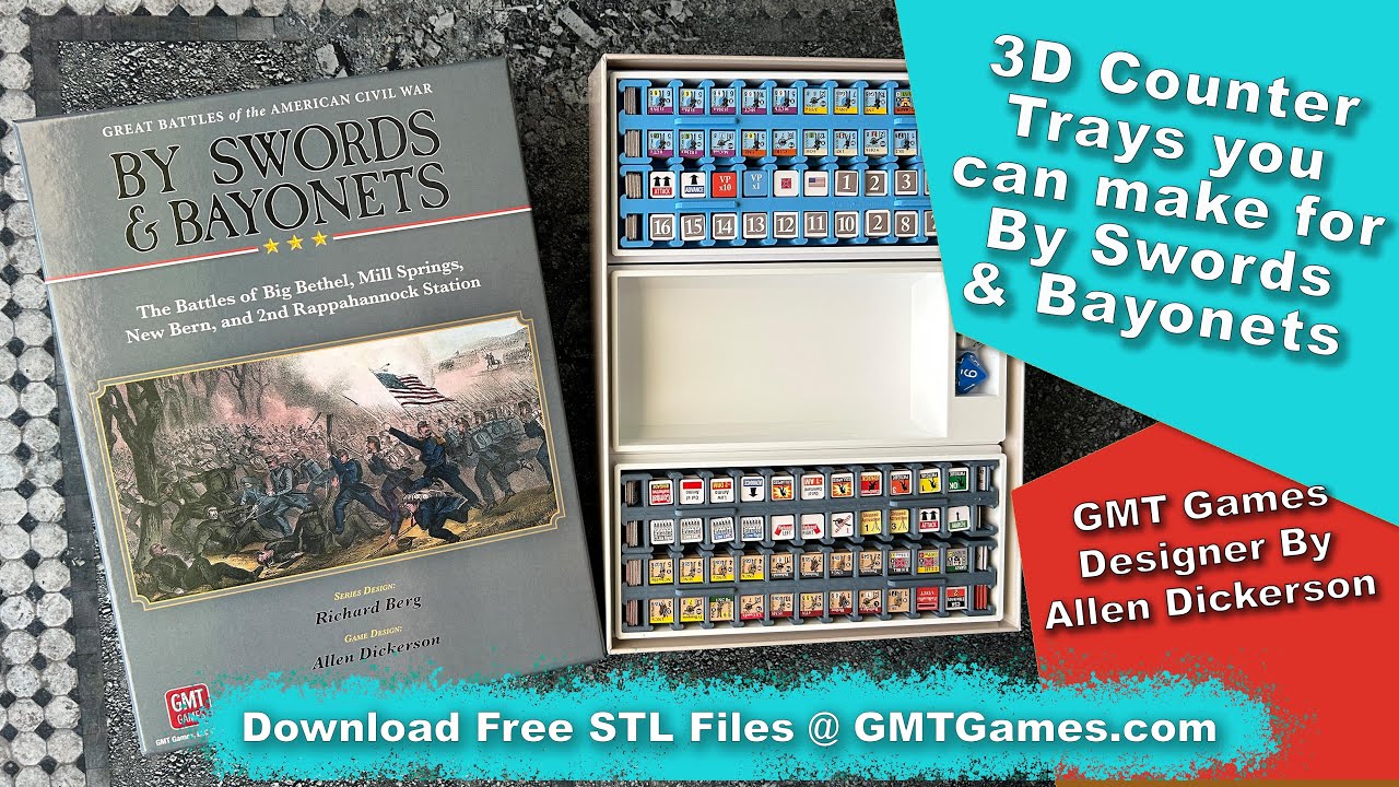3D Printed Counter Trays for Swords and Bayonets by GMT Games