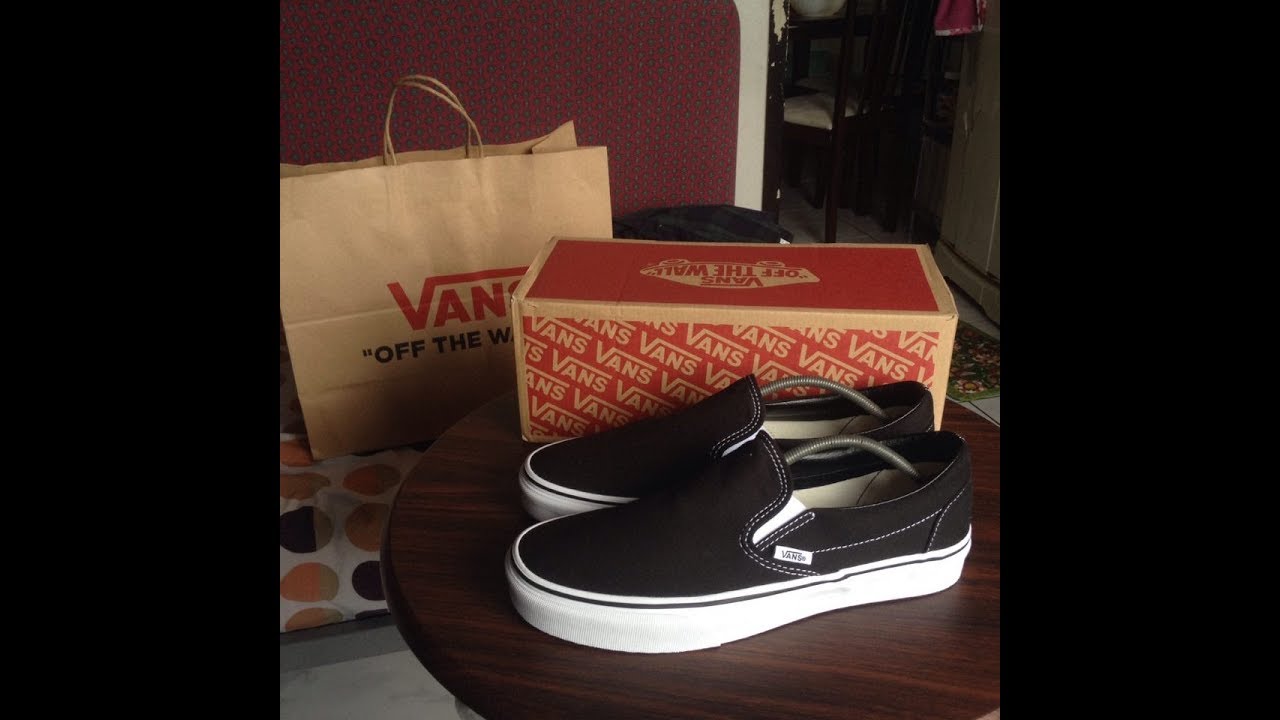 VANS SLIP ON UNBOXING BLACK-WHITE (ON FEET)